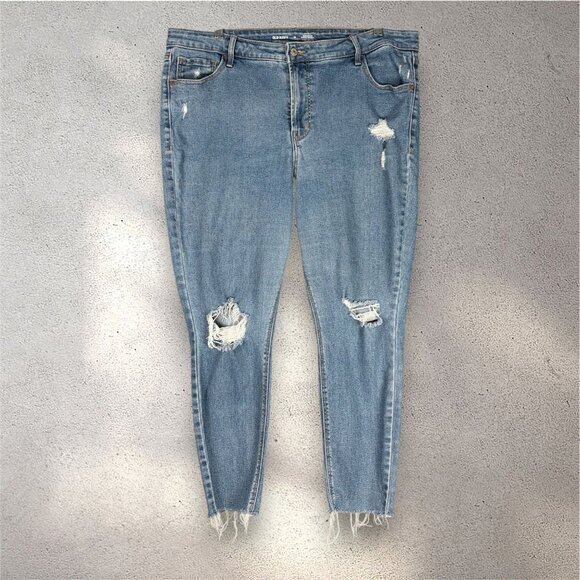 Old Navy Denim - Old Navy Rockstar Super Skinny Jeans Women’s 18 Blue High Rise Distressed Y2K